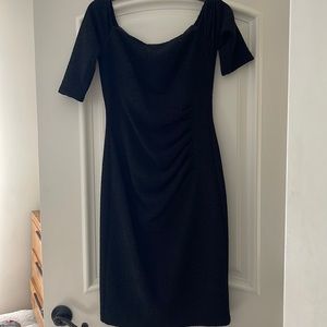 Eliza J Black Dress with side ruching detail. Fully lined.